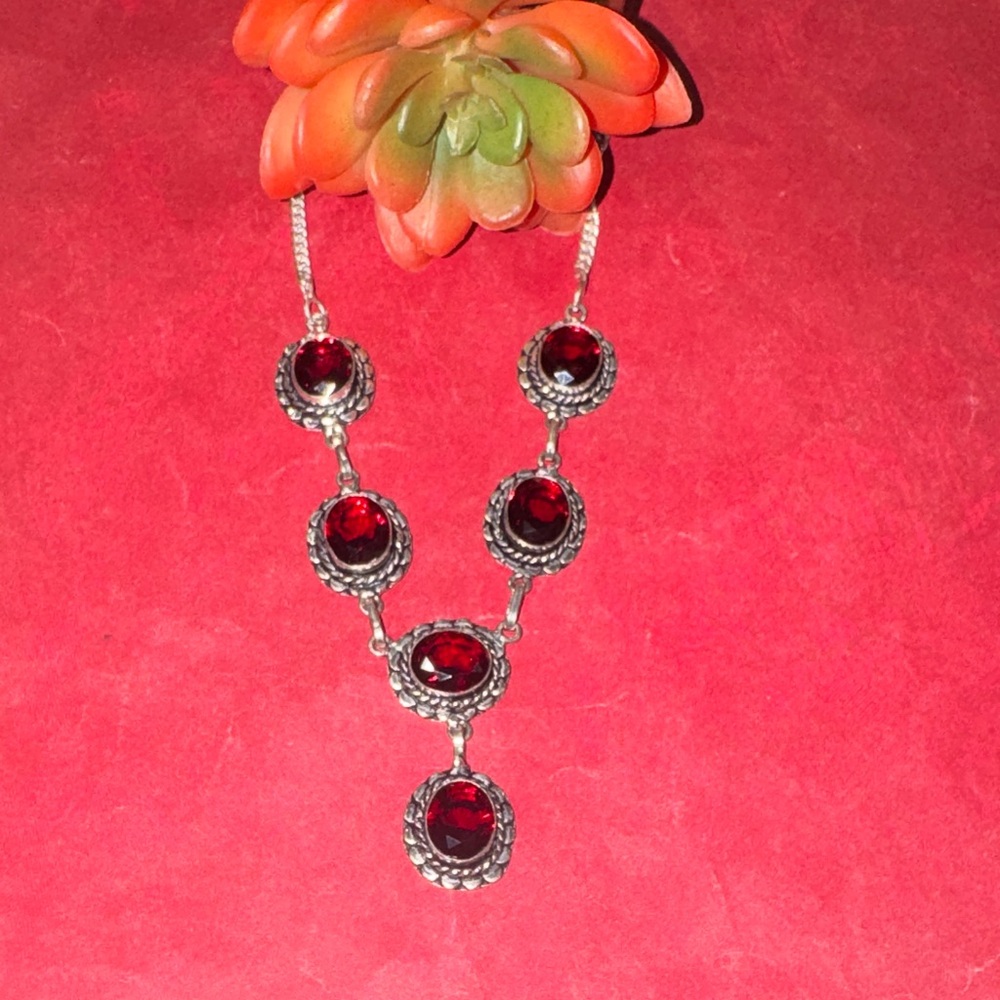 Silver Garnet Necklace